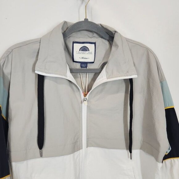 1 Sunset Lane Color Block Windbreaker Jacket in Grey Combo - Size Medium - Picture 3 of 9